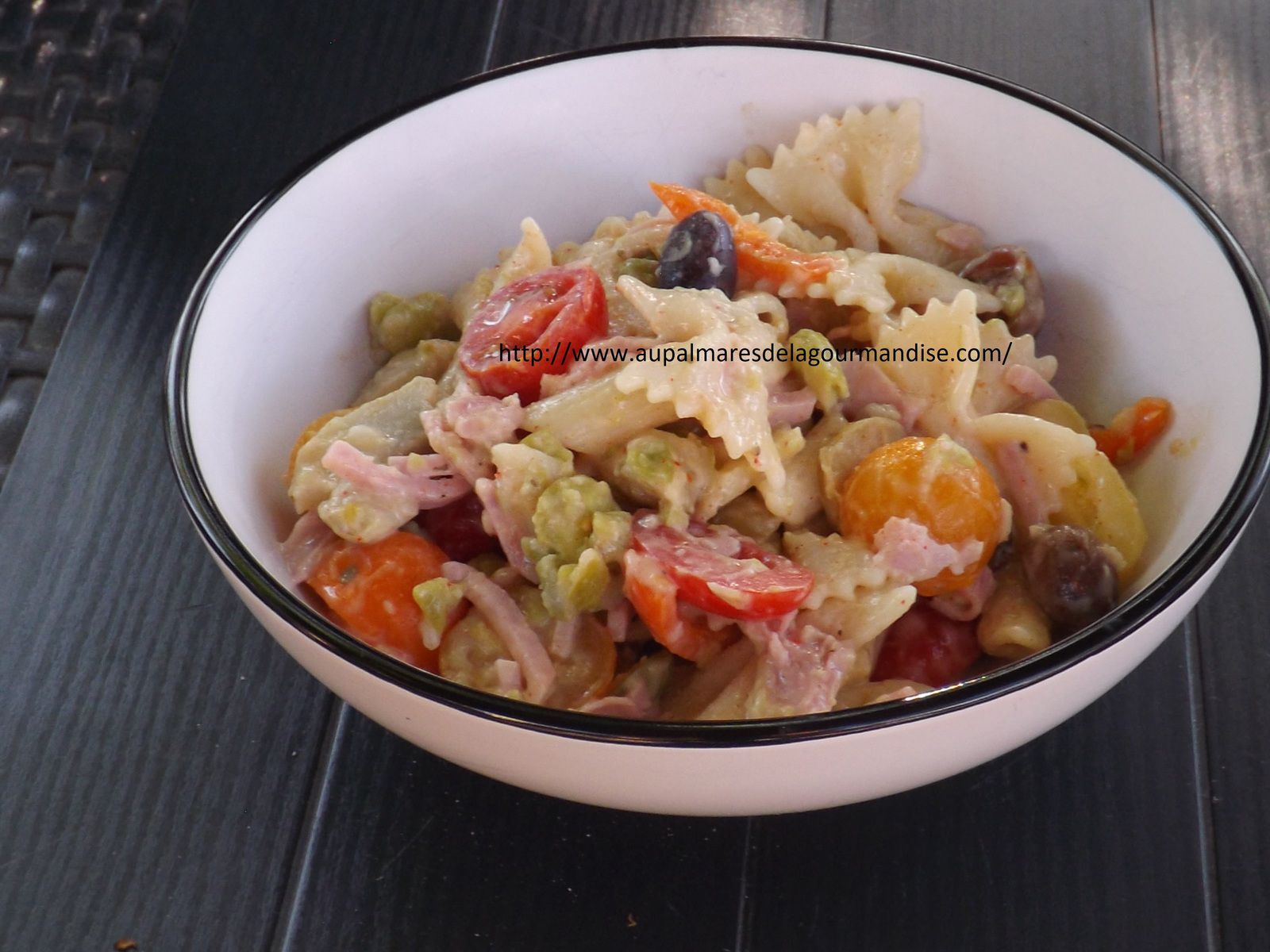 Salade de pates WW IG Bas artichaut, féves ou pois chiche et légumes d'été...
