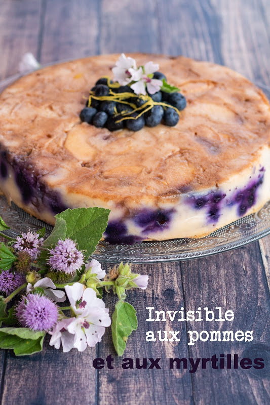 Gâteau invisible végétal pommes myrtilles