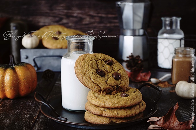 Cookies au potimarron (pumpkin), pépites de chocolat et noisettes