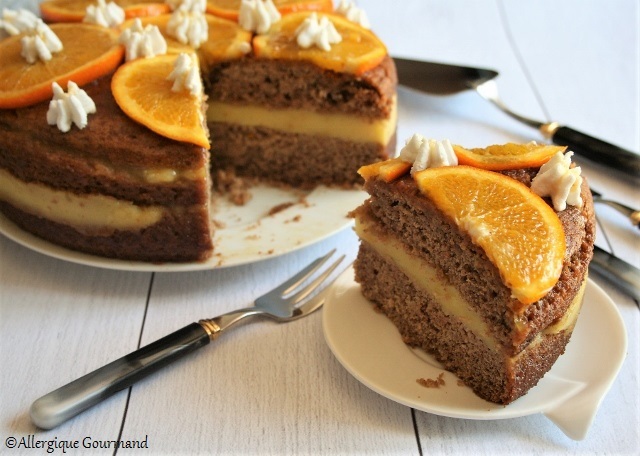 Gâteau à l'orange sans gluten, sans lait, sans œufs