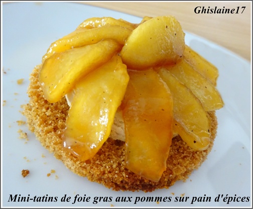 Mini-tatins de foie gras aux pommes sur pain d'épices