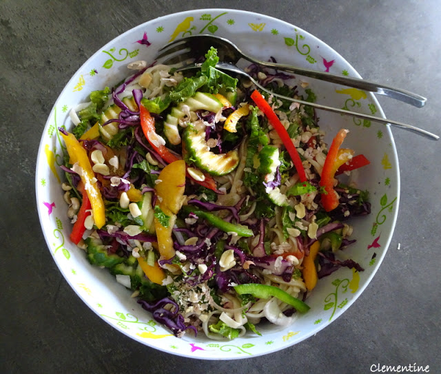 Salade de légumes colorés aux nouilles avec un dressing asiatique de Ree...